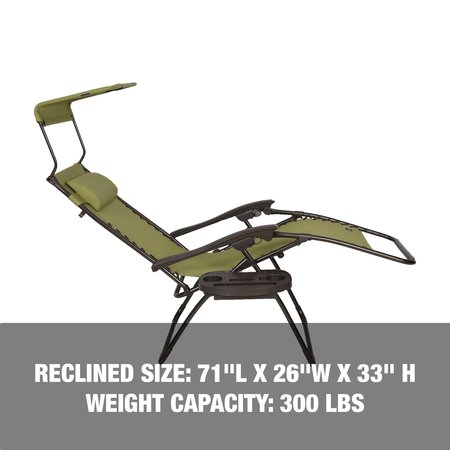 Snow Joe Bliss Hammocks Gravity Free Chair w Canopy, Pillow, Drink Tray GFC-450SG